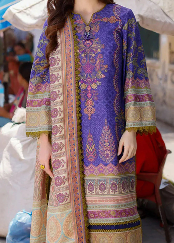 Arabic Lawn By Asim Jofa Printed Suit Unstitched 3 Piece AJ24AL AJPL-03 - Summer Collection