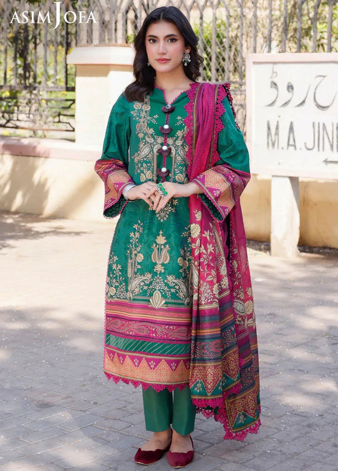Arabic Lawn By Asim Jofa Printed Suit Unstitched 3 Piece AJ24AL AJPL-04 - Summer Collection