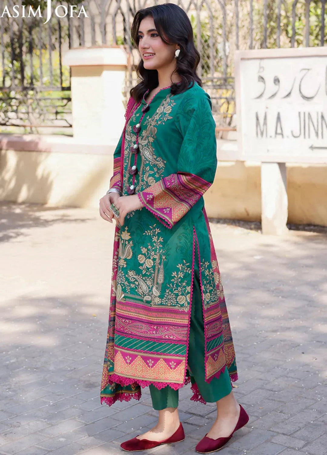 Arabic Lawn By Asim Jofa Printed Suit Unstitched 3 Piece AJ24AL AJPL-04 - Summer Collection