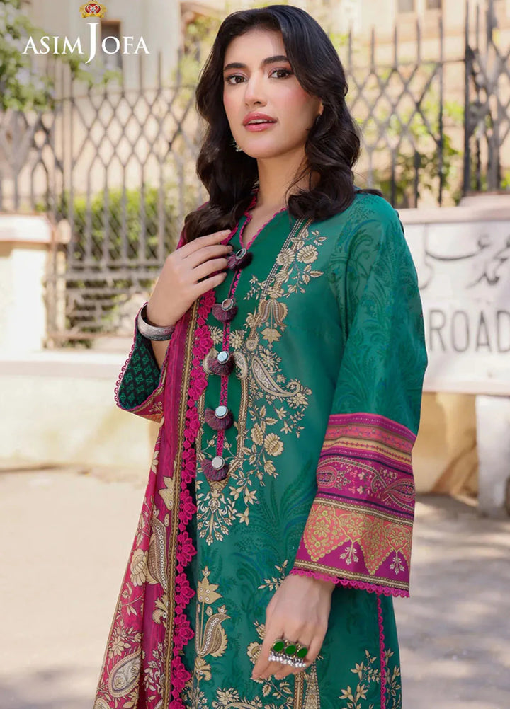 Arabic Lawn By Asim Jofa Printed Suit Unstitched 3 Piece AJ24AL AJPL-04 - Summer Collection