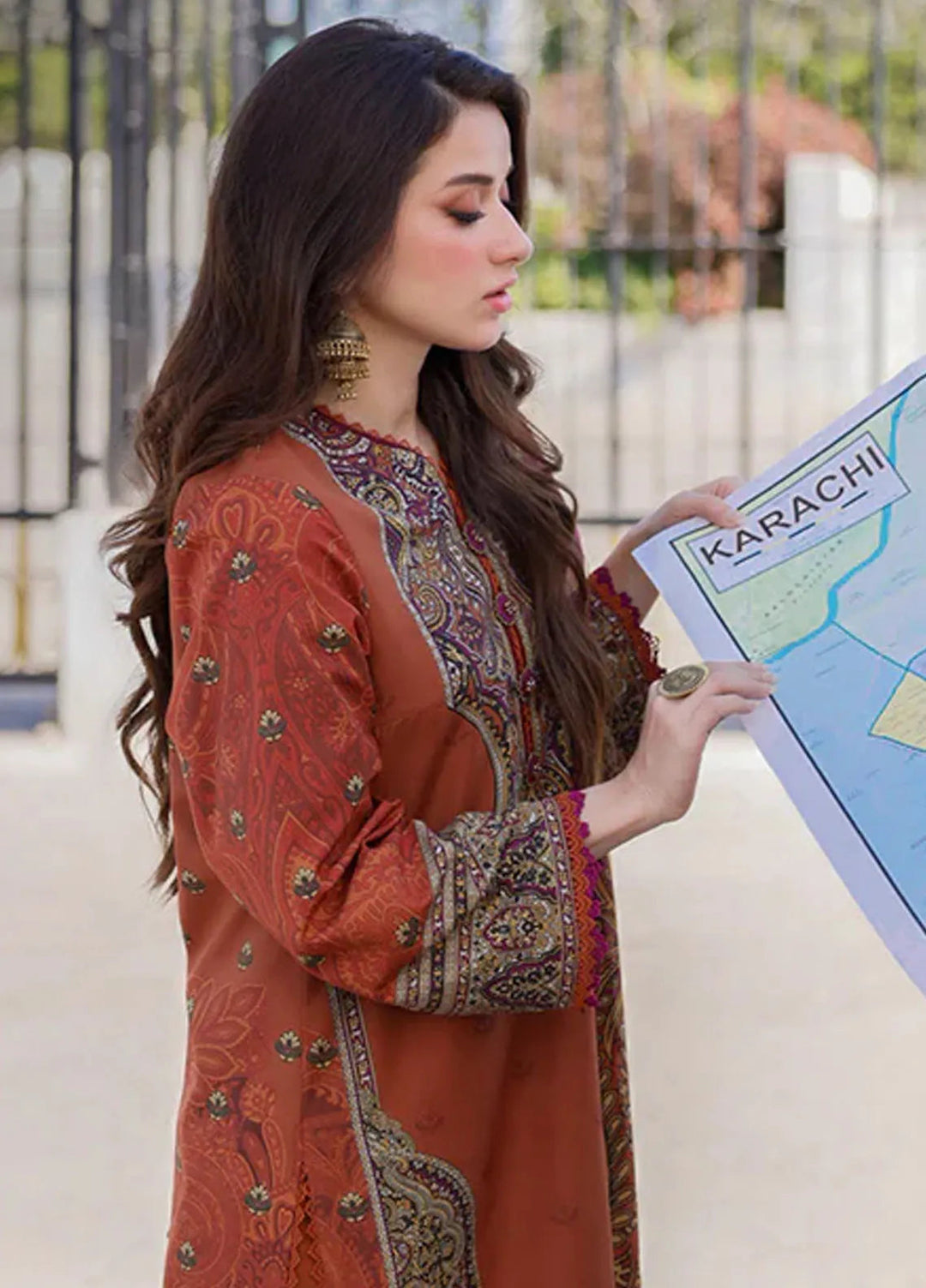 Arabic Lawn By Asim Jofa Printed Suit Unstitched 3 Piece AJ24AL AJPL-05 - Summer Collection