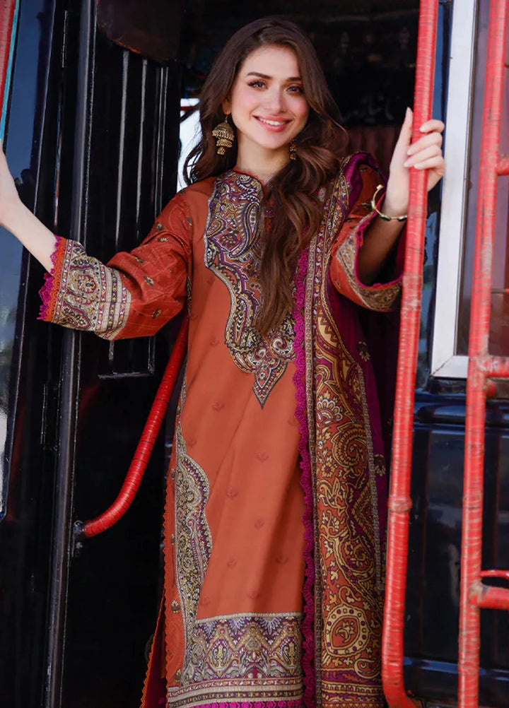 Arabic Lawn By Asim Jofa Printed Suit Unstitched 3 Piece AJ24AL AJPL-05 - Summer Collection