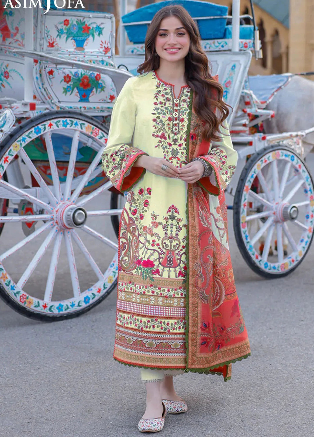 Arabic Lawn By Asim Jofa Printed Suit Unstitched 3 Piece AJ24AL AJPL-06 - Summer Collection