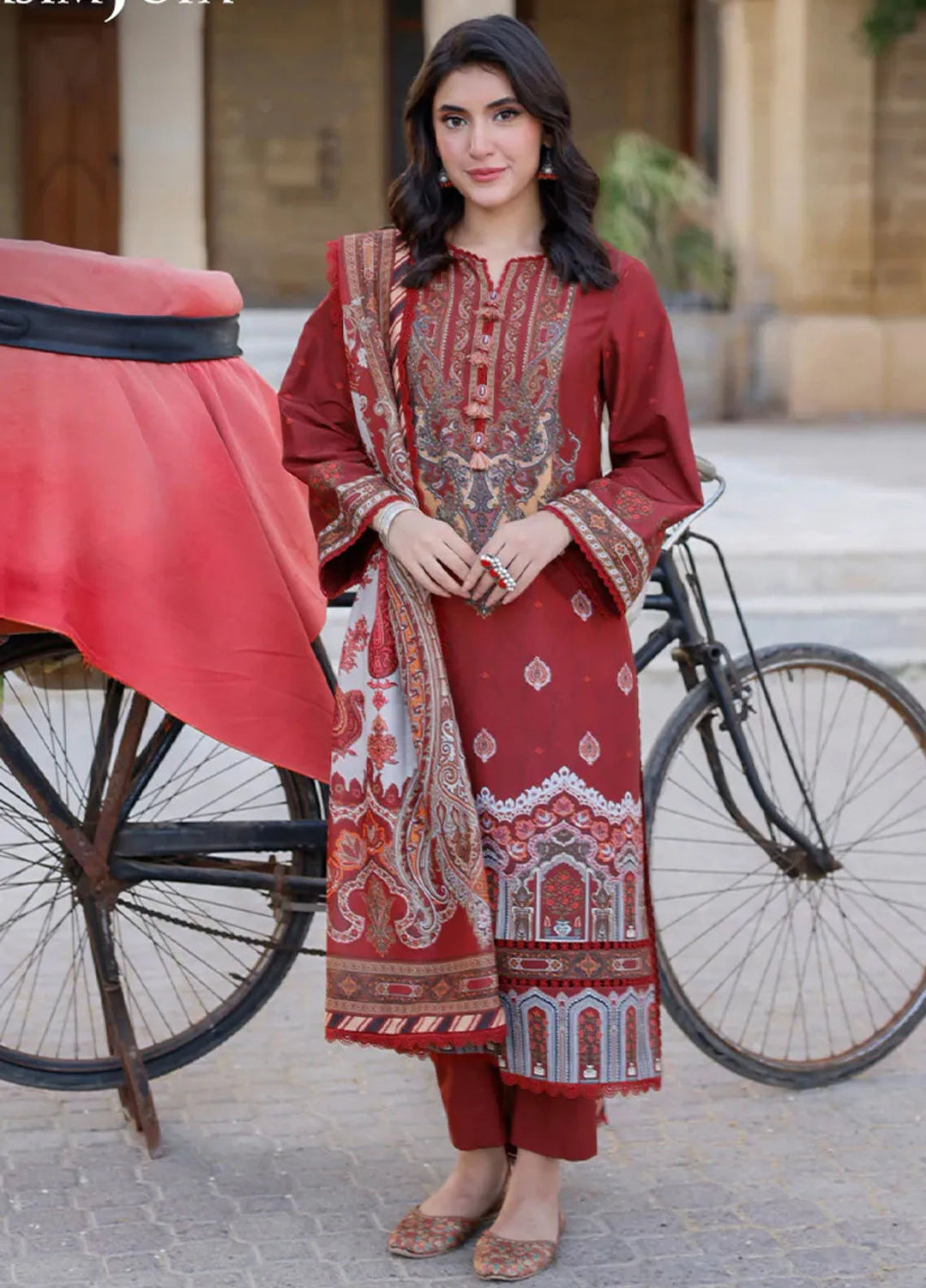 Arabic Lawn By Asim Jofa Printed Suit Unstitched 3 Piece AJ24AL AJPL-07 - Summer Collection