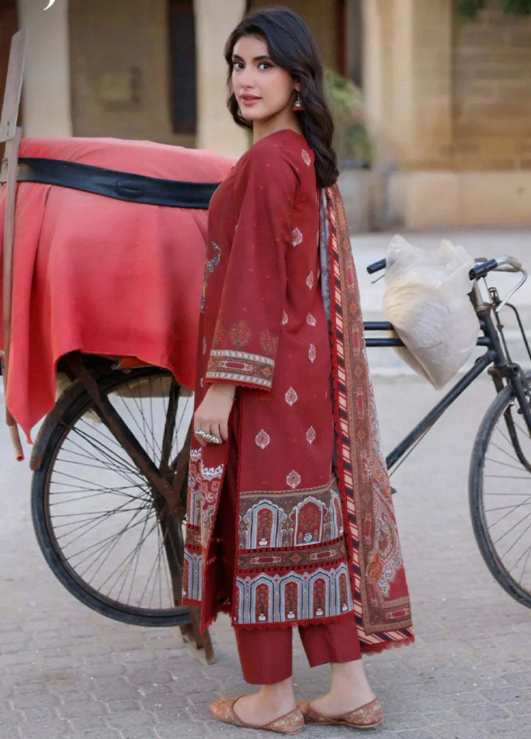 Arabic Lawn By Asim Jofa Printed Suit Unstitched 3 Piece AJ24AL AJPL-07 - Summer Collection