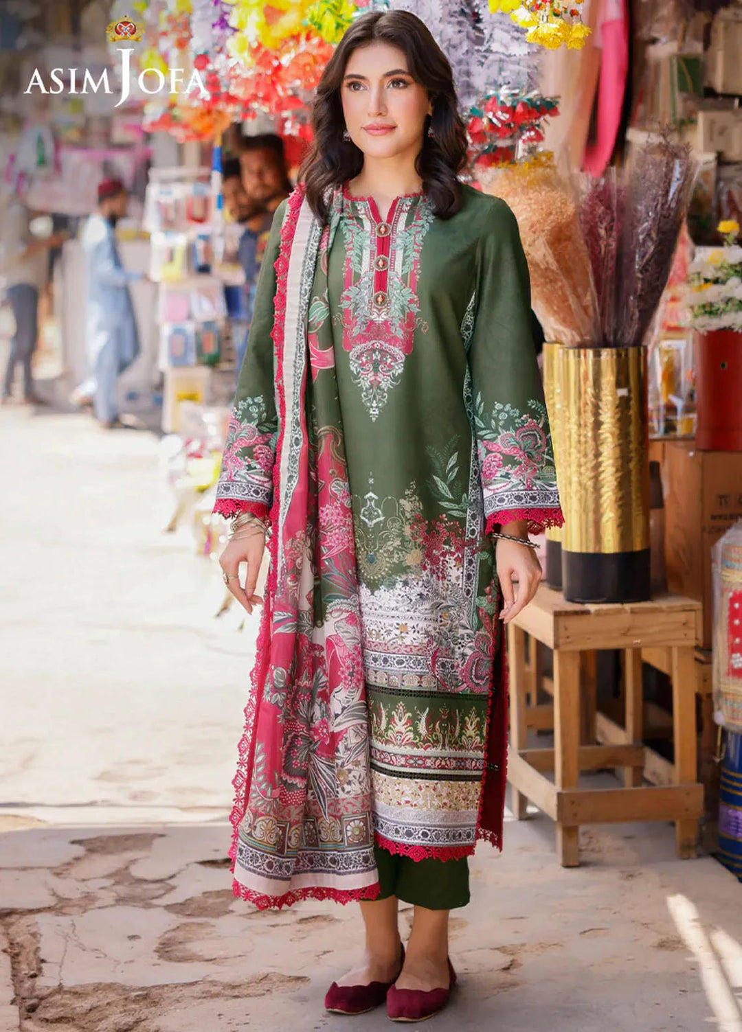 Arabic Lawn By Asim Jofa Printed Suit Unstitched 3 Piece AJ24AL AJPL-08 - Summer Collection