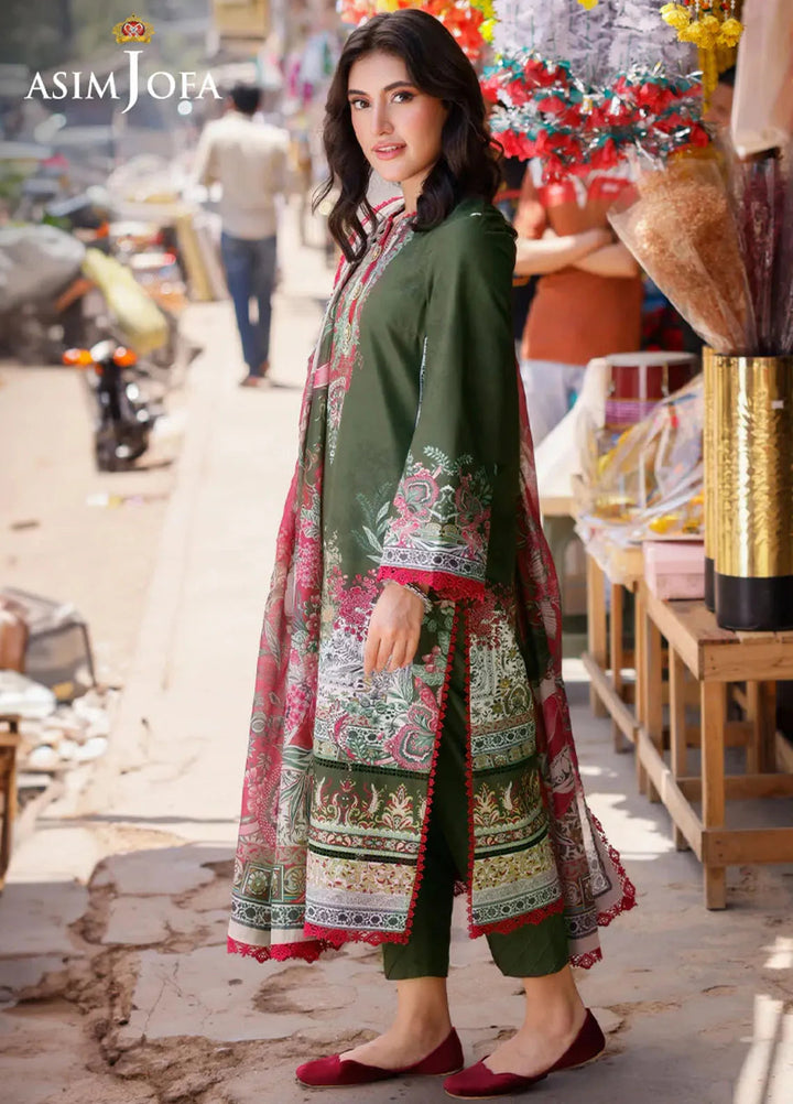 Arabic Lawn By Asim Jofa Printed Suit Unstitched 3 Piece AJ24AL AJPL-08 - Summer Collection