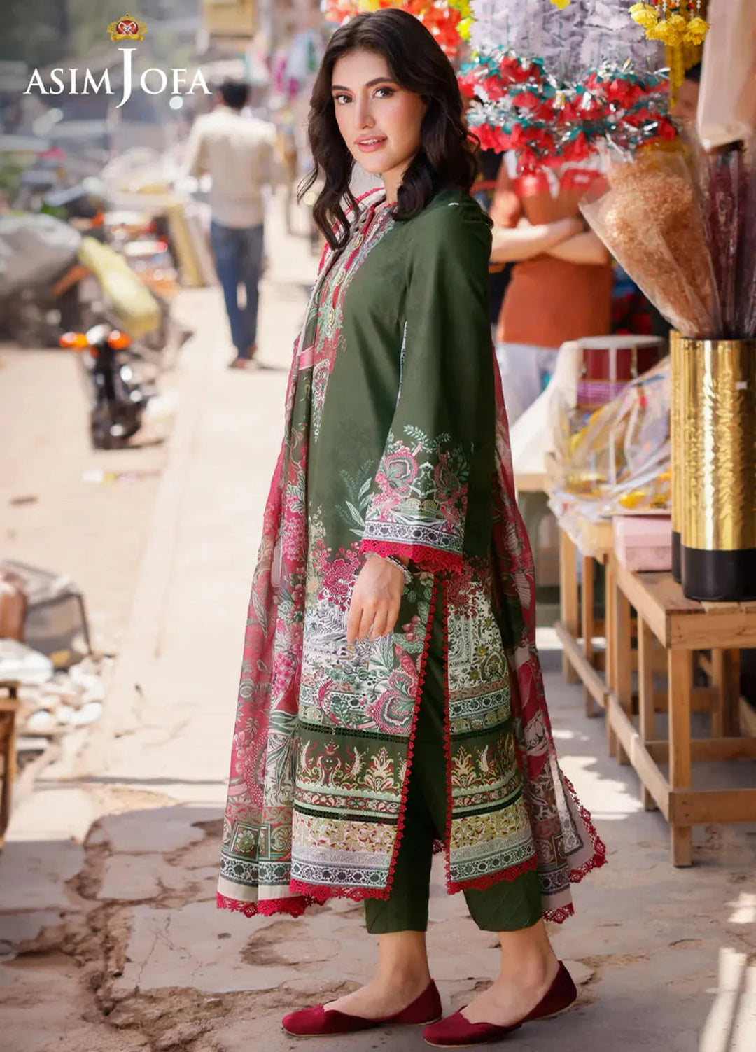 Arabic Lawn By Asim Jofa Printed Suit Unstitched 3 Piece AJ24AL AJPL-08 - Summer Collection