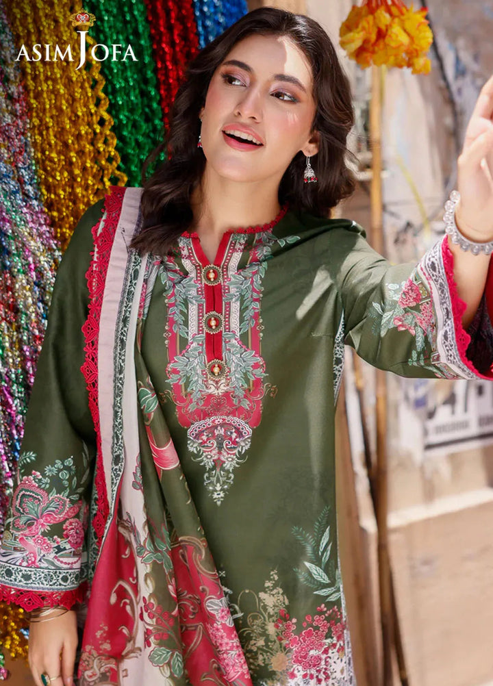 Arabic Lawn By Asim Jofa Printed Suit Unstitched 3 Piece AJ24AL AJPL-08 - Summer Collection