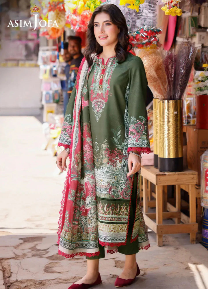 Arabic Lawn By Asim Jofa Printed Suit Unstitched 3 Piece AJ24AL AJPL-08 - Summer Collection