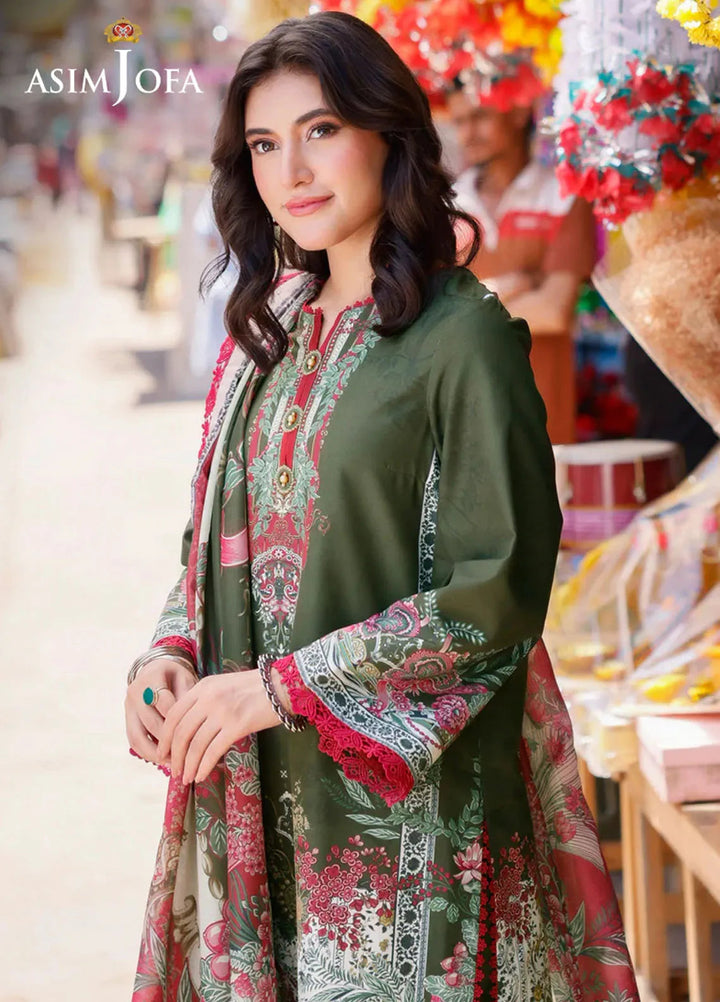 Arabic Lawn By Asim Jofa Printed Suit Unstitched 3 Piece AJ24AL AJPL-08 - Summer Collection