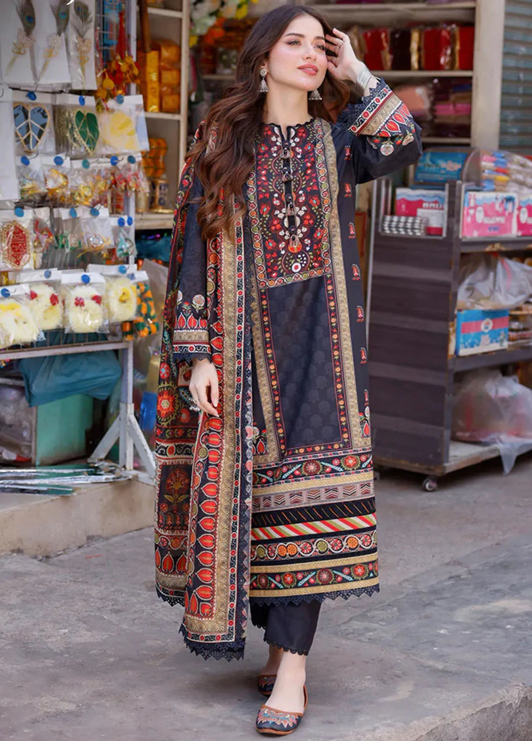 Arabic Lawn By Asim Jofa Printed Suit Unstitched 3 Piece AJ24AL AJPL-09 - Summer Collection