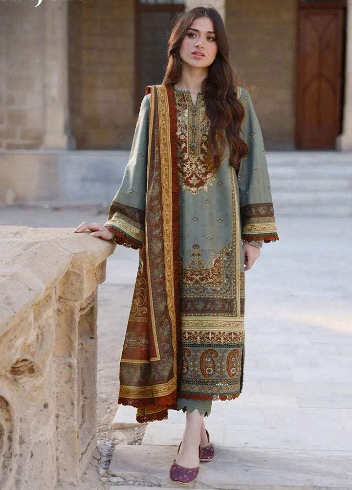 Arabic Lawn By Asim Jofa Printed Suit Unstitched 3 Piece AJ24AL AJPL-10 - Summer Collection
