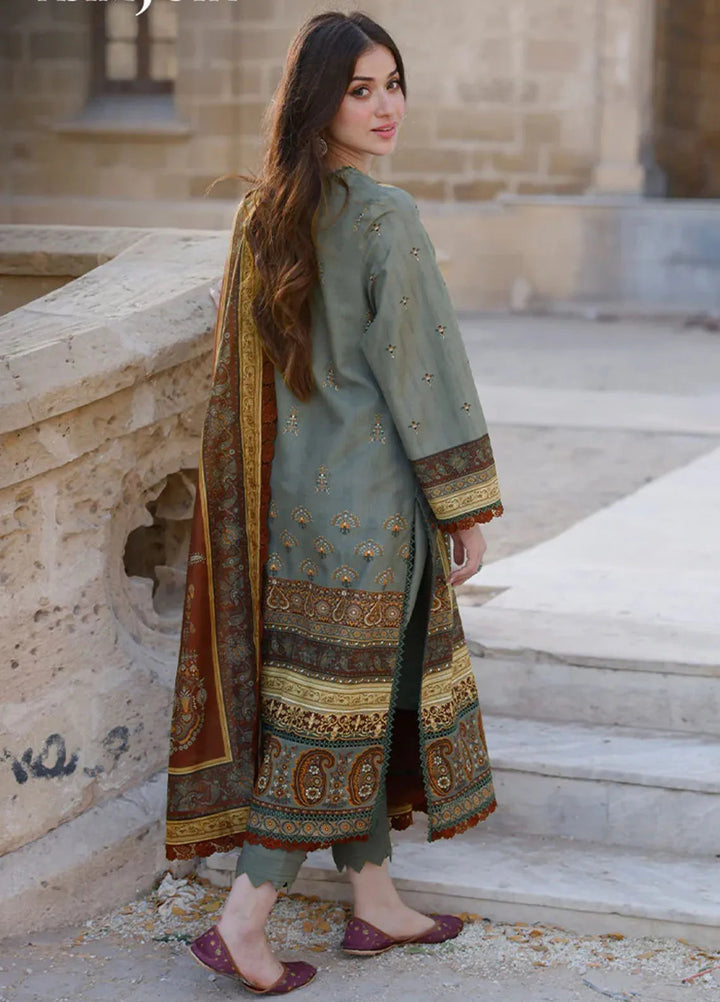 Arabic Lawn By Asim Jofa Printed Suit Unstitched 3 Piece AJ24AL AJPL-10 - Summer Collection