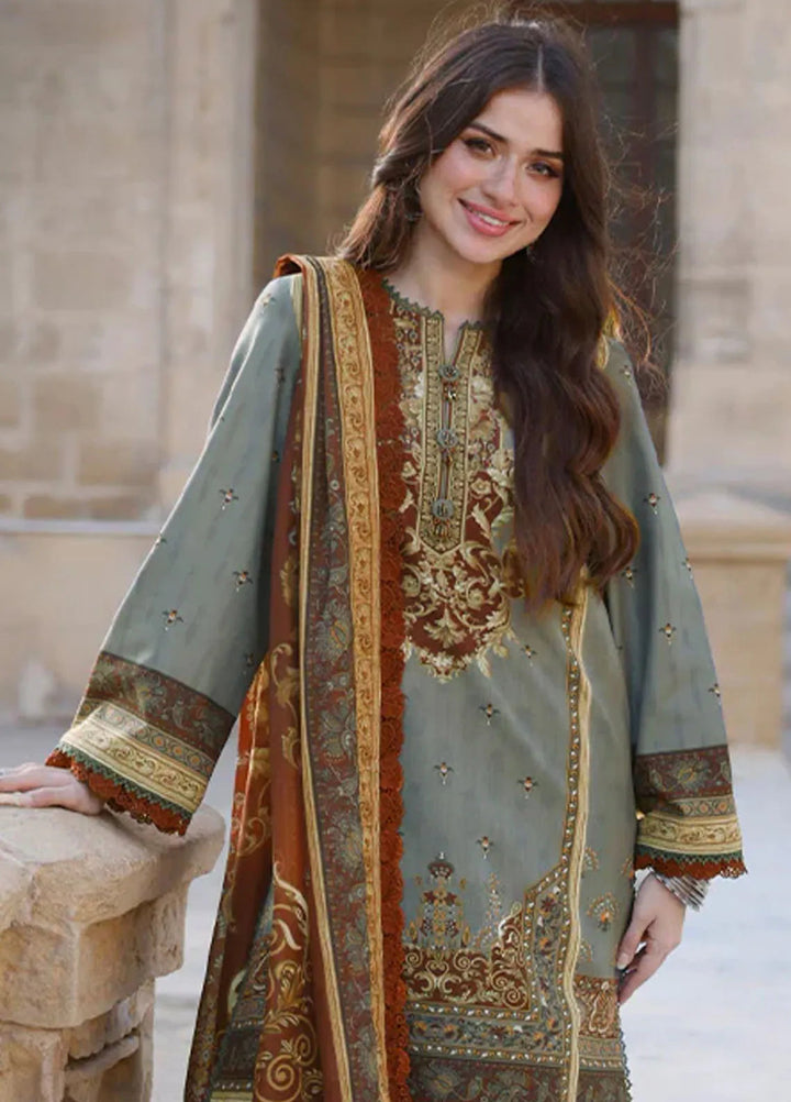 Arabic Lawn By Asim Jofa Printed Suit Unstitched 3 Piece AJ24AL AJPL-10 - Summer Collection