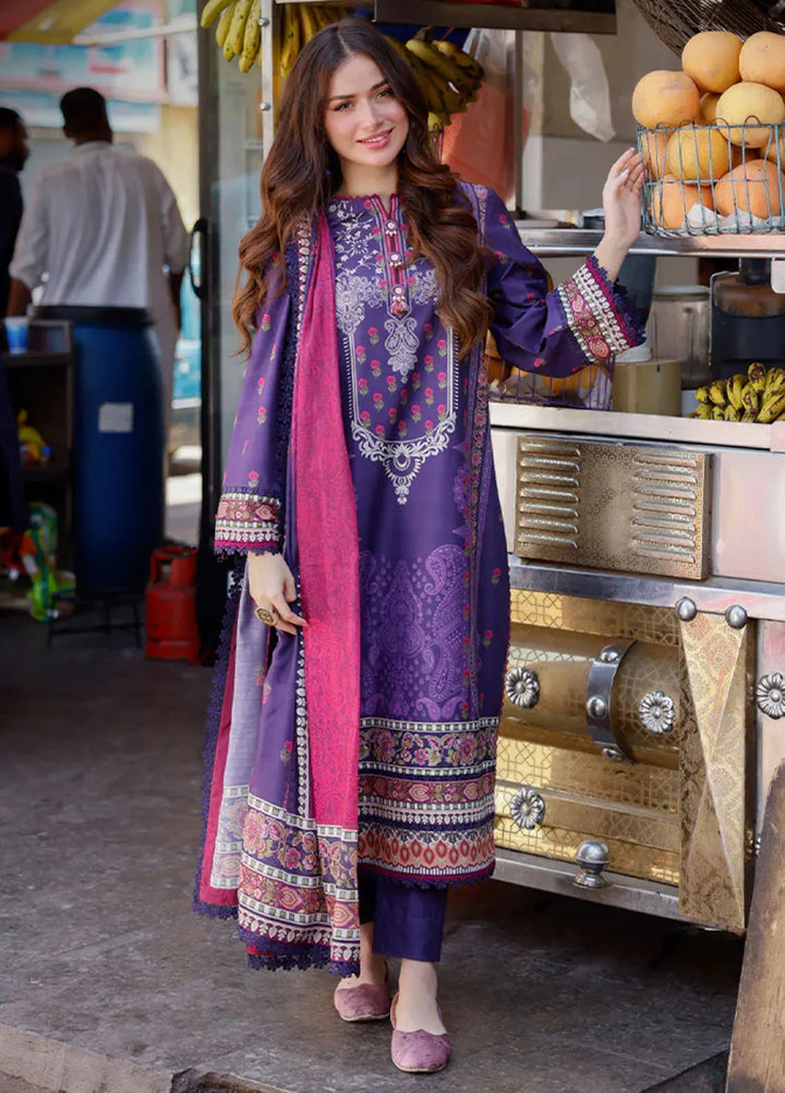 Arabic Lawn By Asim Jofa Printed Suit Unstitched 3 Piece AJ24AL AJPL-11 - Summer Collection