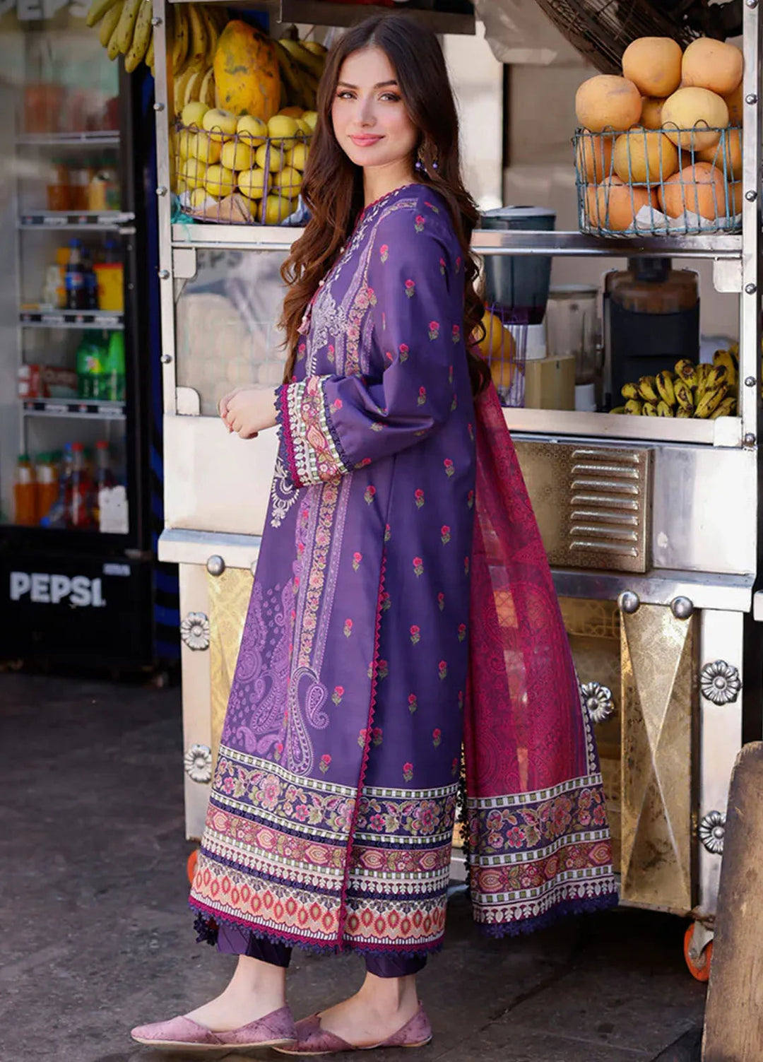 Arabic Lawn By Asim Jofa Printed Suit Unstitched 3 Piece AJ24AL AJPL-11 - Summer Collection