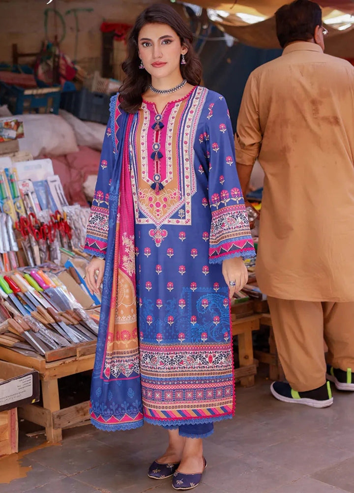 Arabic Lawn By Asim Jofa Printed Suit Unstitched 3 Piece AJ24AL AJPL-12 - Summer Collection