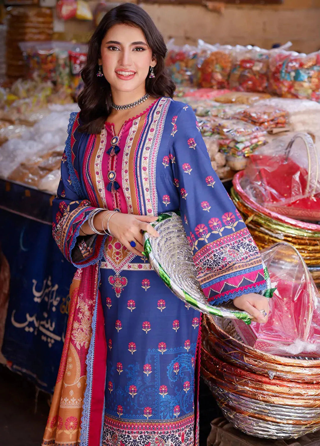 Arabic Lawn By Asim Jofa Printed Suit Unstitched 3 Piece AJ24AL AJPL-12 - Summer Collection