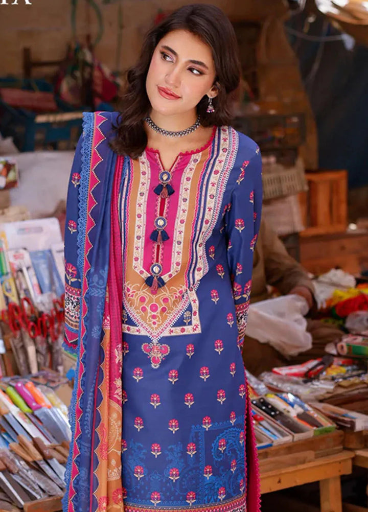 Arabic Lawn By Asim Jofa Printed Suit Unstitched 3 Piece AJ24AL AJPL-12 - Summer Collection