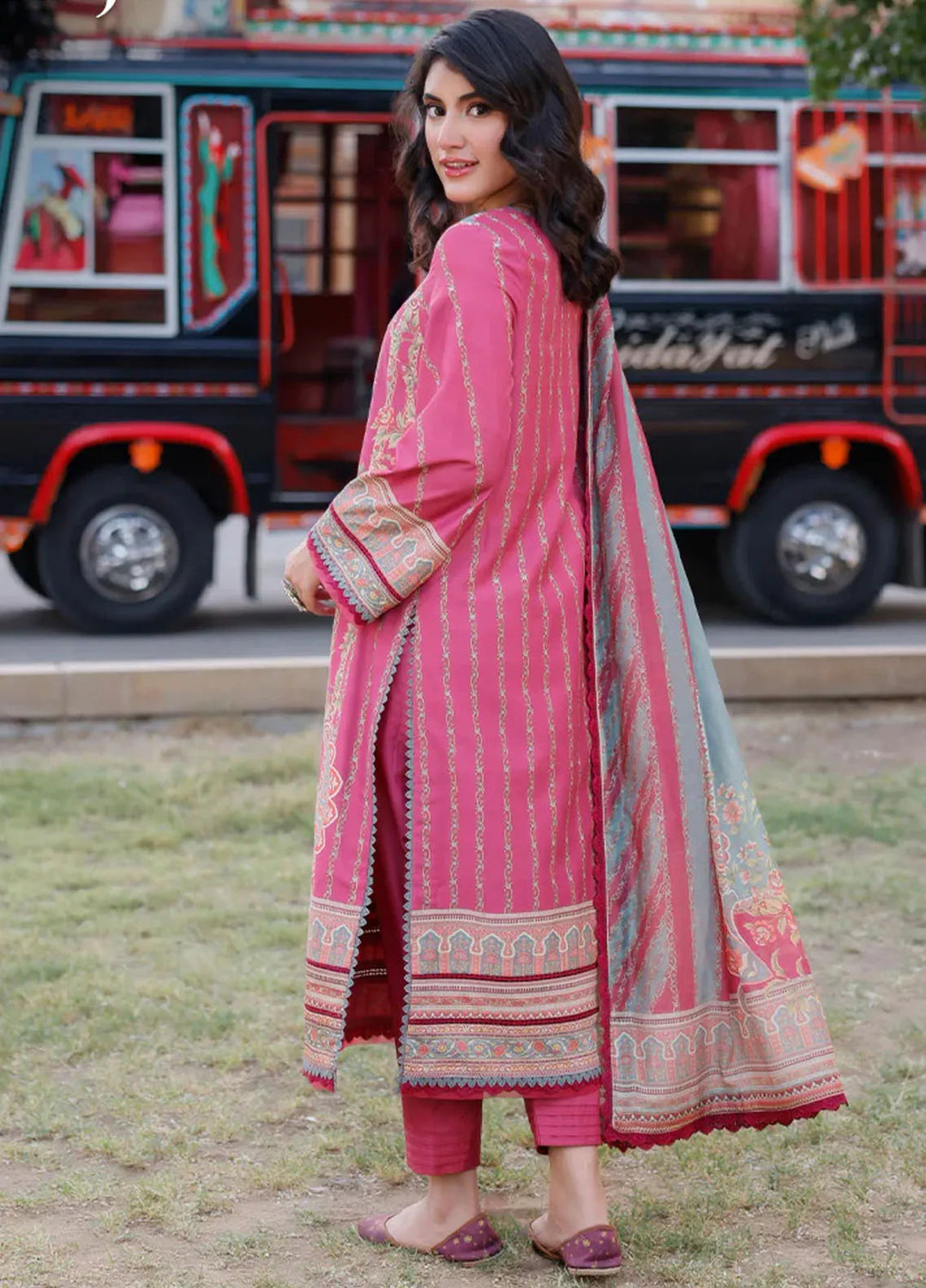 Arabic Lawn By Asim Jofa Printed Suit Unstitched 3 Piece AJ24AL AJPL-14 - Summer Collection