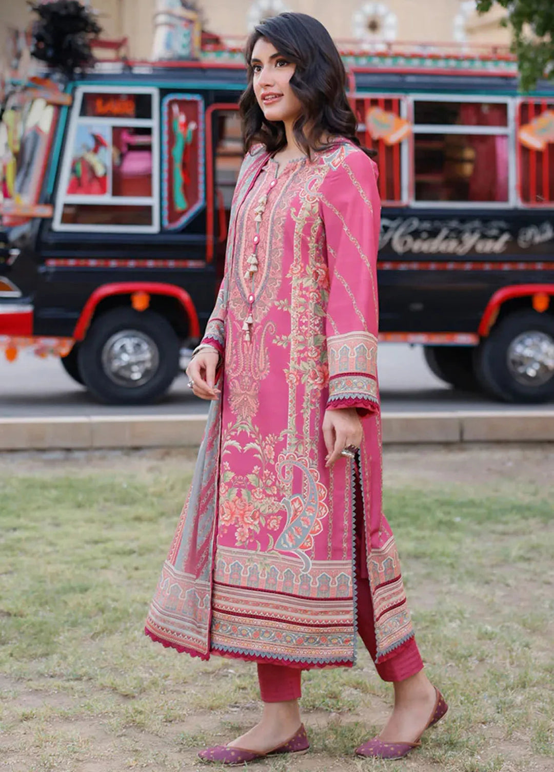 Arabic Lawn By Asim Jofa Printed Suit Unstitched 3 Piece AJ24AL AJPL-14 - Summer Collection