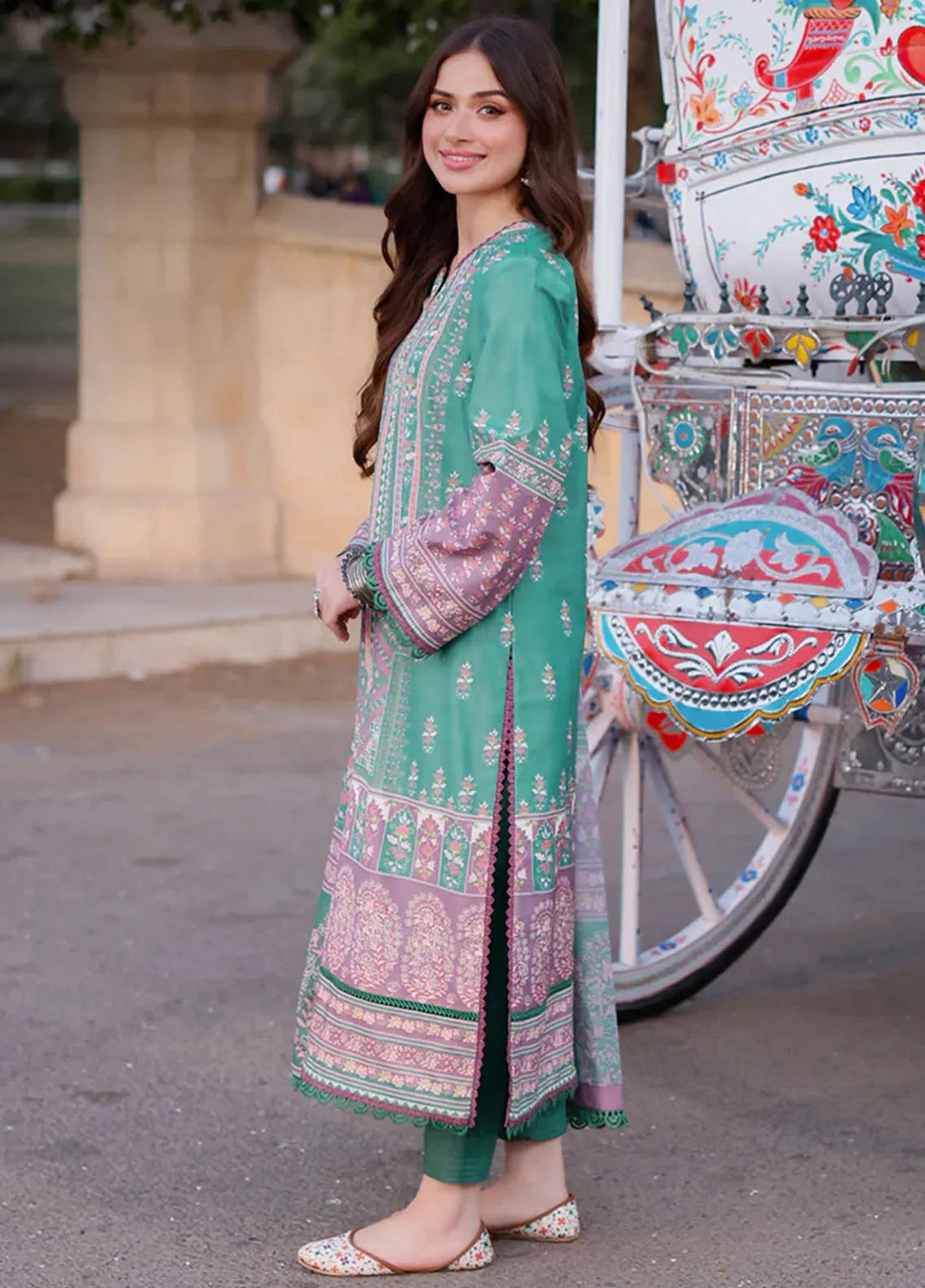 Arabic Lawn By Asim Jofa Printed Suit Unstitched 3 Piece AJ24AL AJPL-15 - Summer Collection
