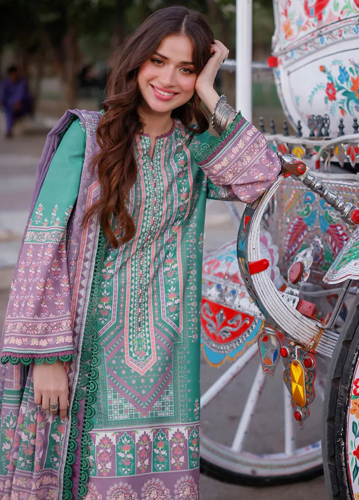 Arabic Lawn By Asim Jofa Printed Suit Unstitched 3 Piece AJ24AL AJPL-15 - Summer Collection
