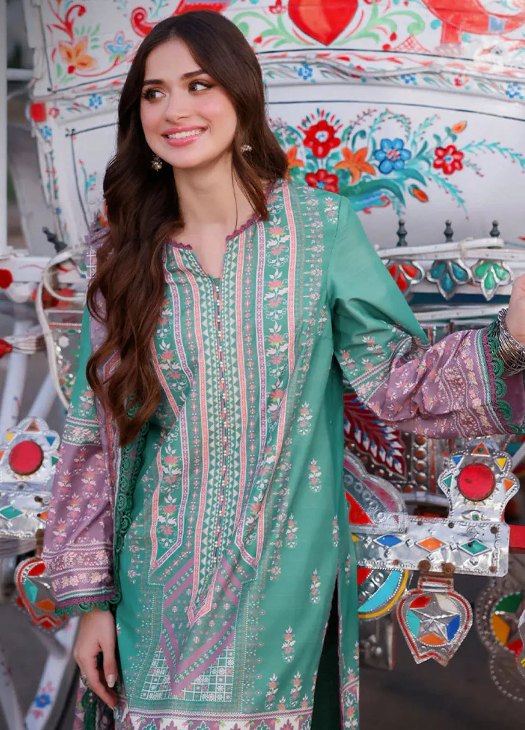 Arabic Lawn By Asim Jofa Printed Suit Unstitched 3 Piece AJ24AL AJPL-15 - Summer Collection