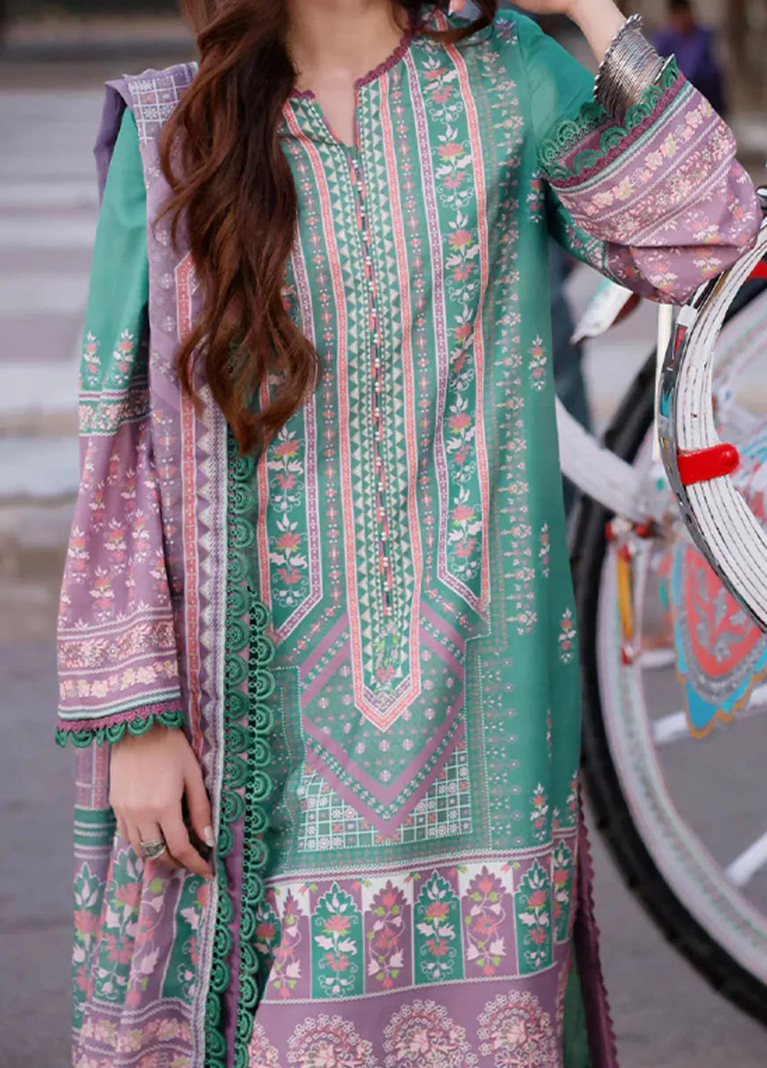 Arabic Lawn By Asim Jofa Printed Suit Unstitched 3 Piece AJ24AL AJPL-15 - Summer Collection