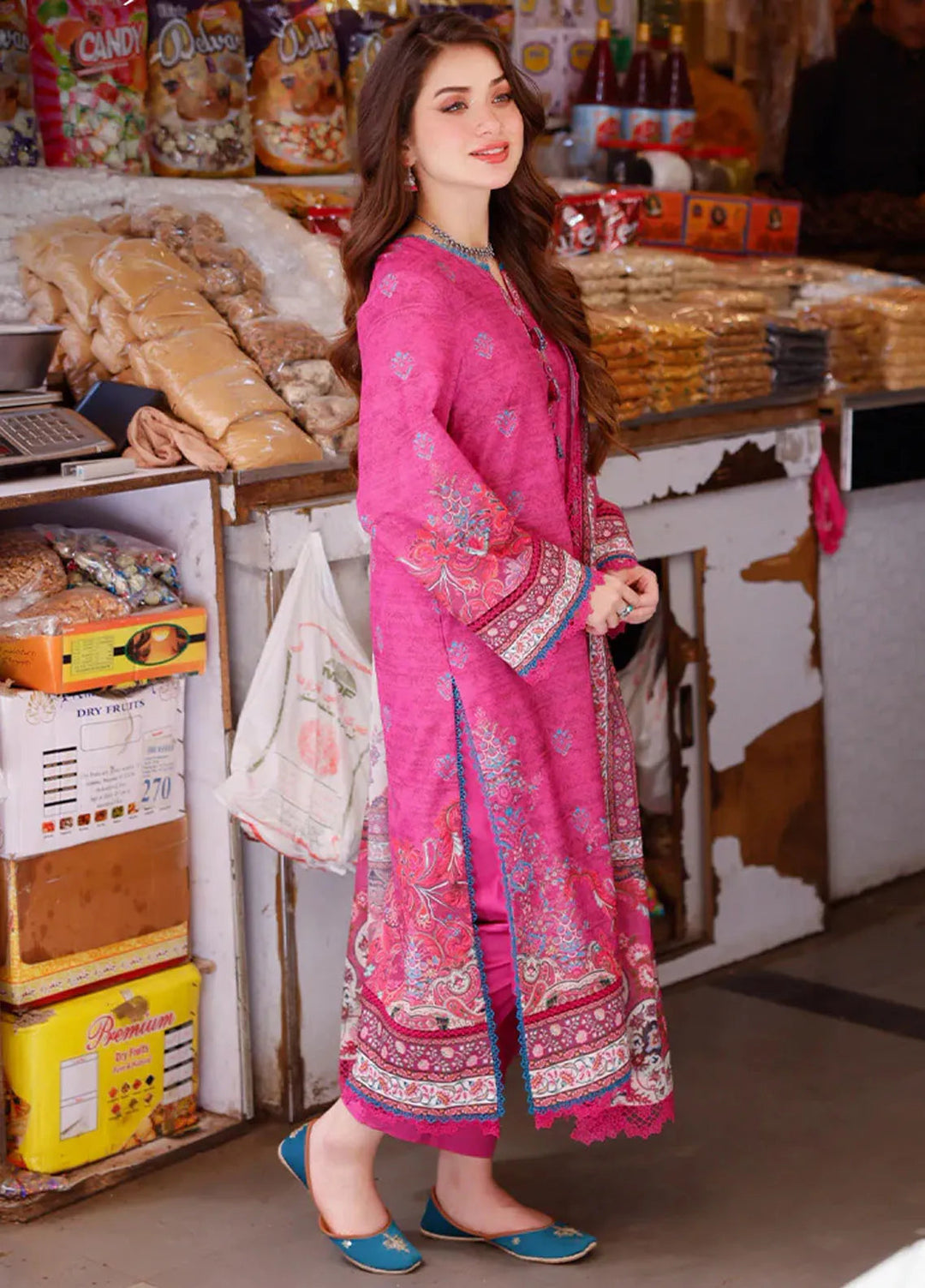 Arabic Lawn By Asim Jofa Printed Suit Unstitched 3 Piece AJ24AL AJPL-17 - Summer Collection