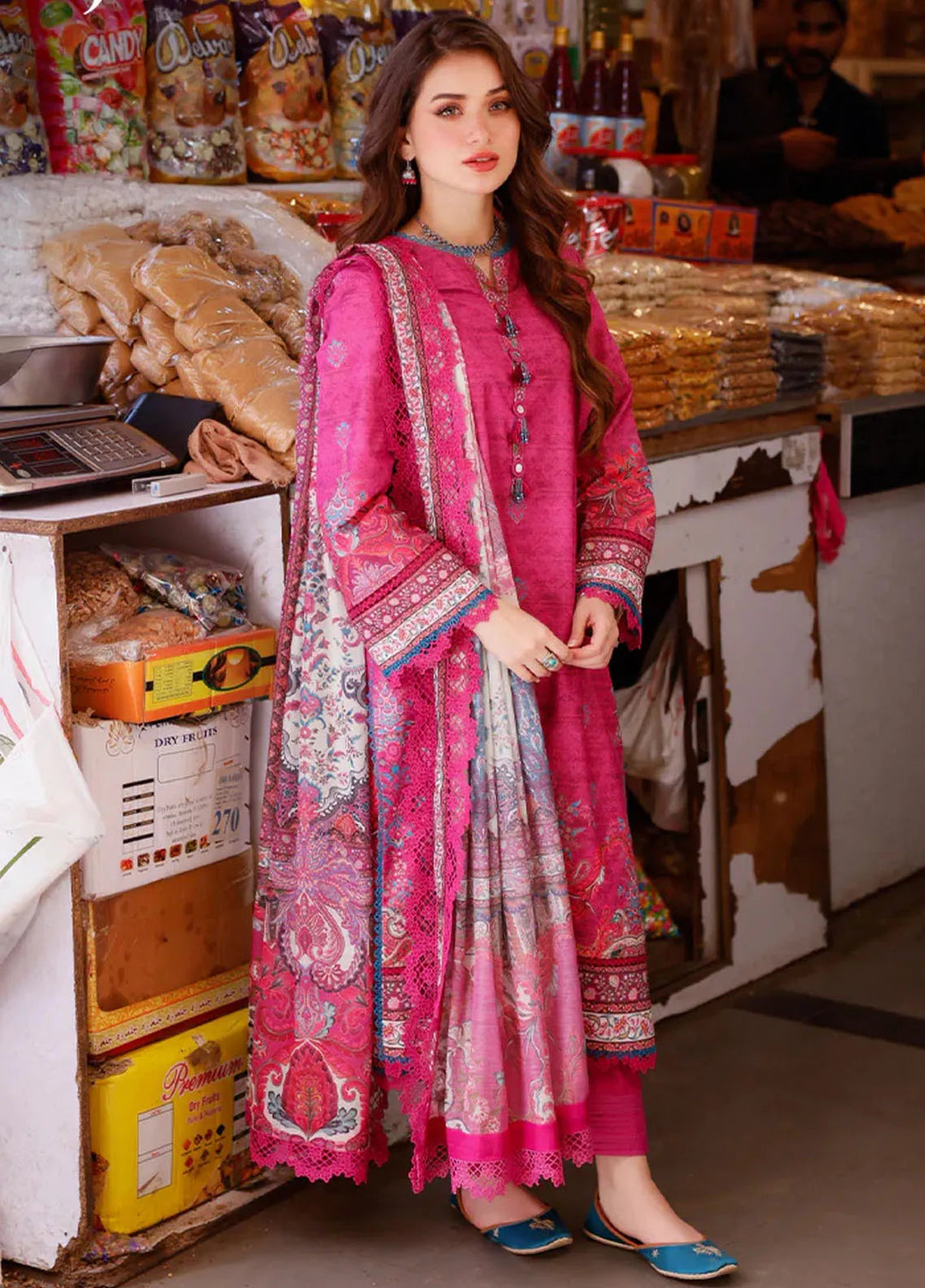 Arabic Lawn By Asim Jofa Printed Suit Unstitched 3 Piece AJ24AL AJPL-17 - Summer Collection