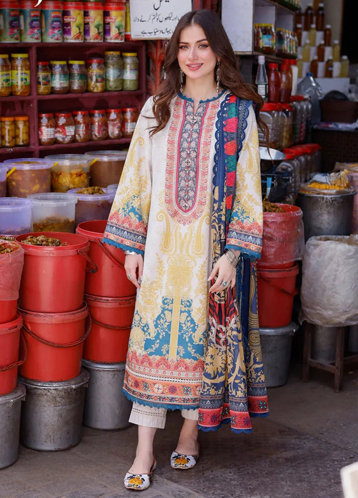 Arabic Lawn By Asim Jofa Printed Suit Unstitched 3 Piece AJ24AL AJPL-18 - Summer Collection