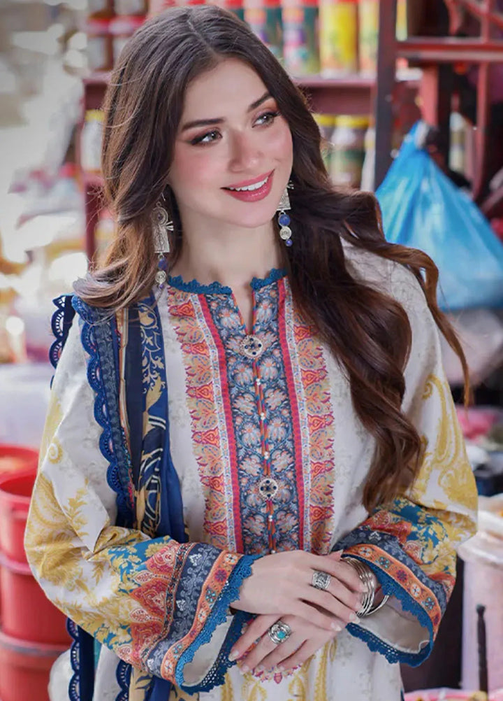 Arabic Lawn By Asim Jofa Printed Suit Unstitched 3 Piece AJ24AL AJPL-18 - Summer Collection