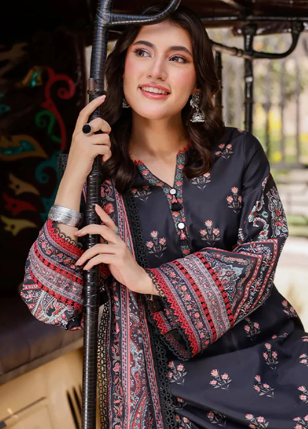 Arabic Lawn By Asim Jofa Printed Suit Unstitched 3 Piece AJ24AL AJPL-19 - Summer Collection