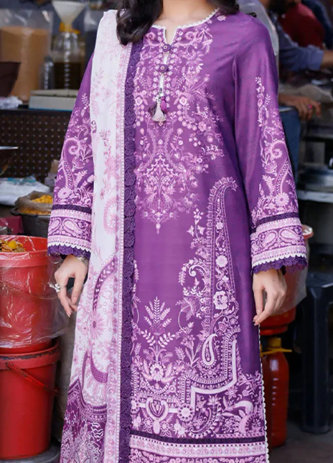 Arabic Lawn By Asim Jofa Printed Suit Unstitched 3 Piece AJ24AL AJPL-20 - Summer Collection