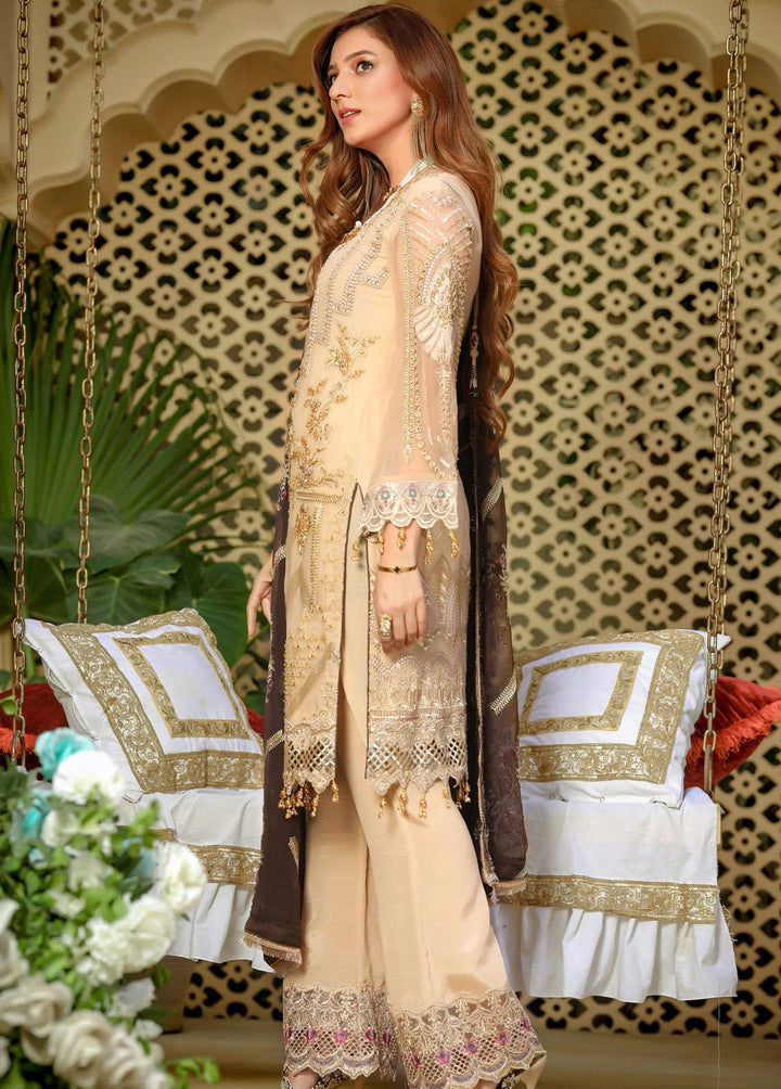 Areesha Embroidered  Suits Unstitched 3 Piece ARE22-P16 4 Latte - Premium Collection