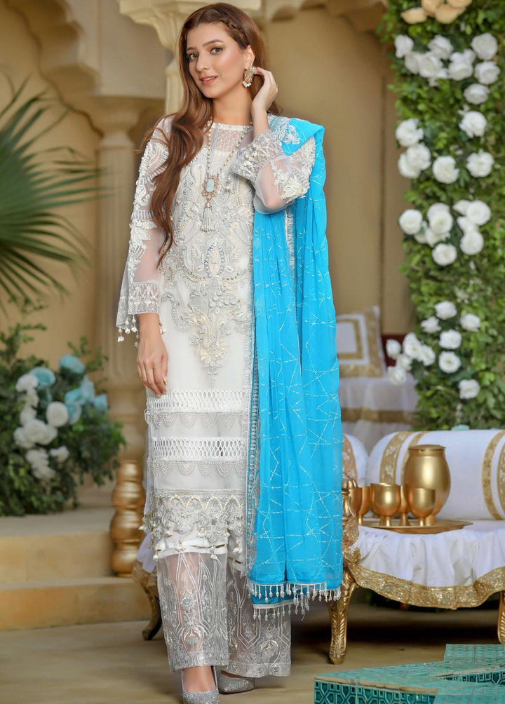 Areesha Embroidered  Suits Unstitched 3 Piece ARE22-P16 8 Pearl White - Premium Collection