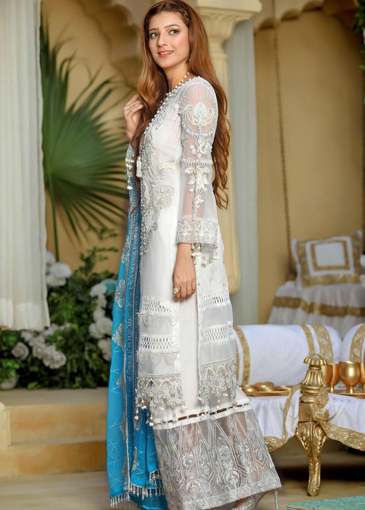 Areesha Embroidered  Suits Unstitched 3 Piece ARE22-P16 8 Pearl White - Premium Collection