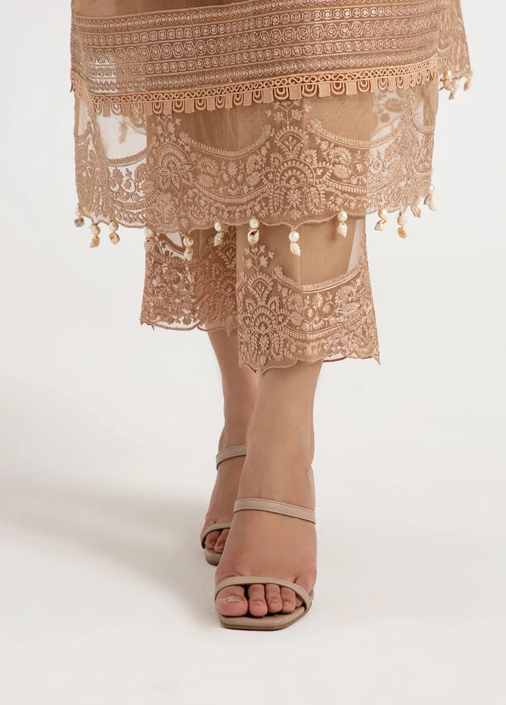 Arif Ashraf Pret Embroidered Cotton 3 Piece Suit Tan