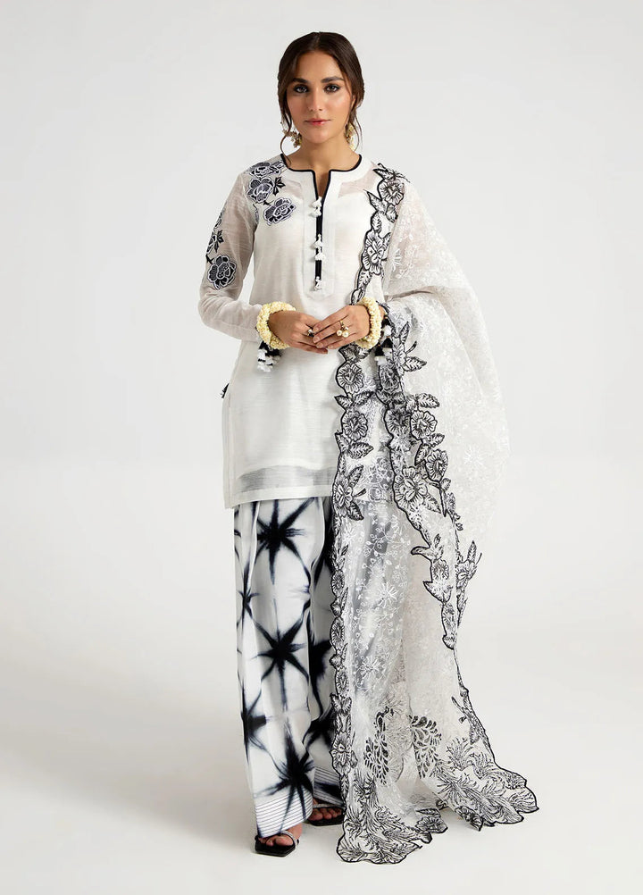 Arif Ashraf Pret Embroidered Cotton Silk 3 Piece Suit Safaid