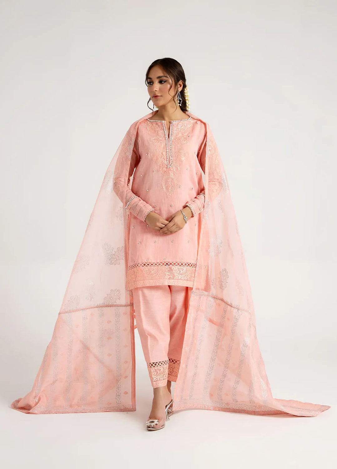 Arif Ashraf Pret Embroidered Cotton Silk 3 Piece Suit Shaftaloo