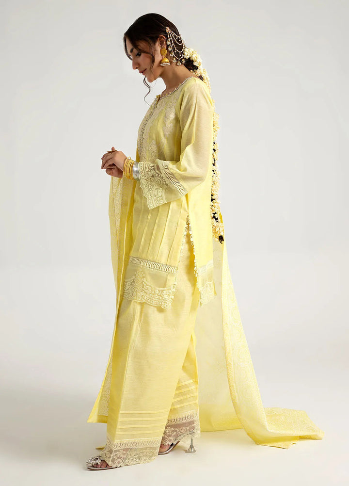 Arif Ashraf Pret Embroidered Cotton Silk 3 Piece Suit Zard