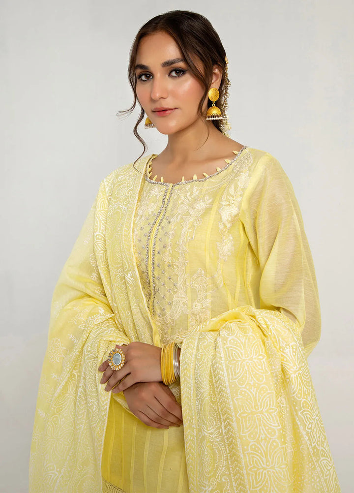 Arif Ashraf Pret Embroidered Cotton Silk 3 Piece Suit Zard