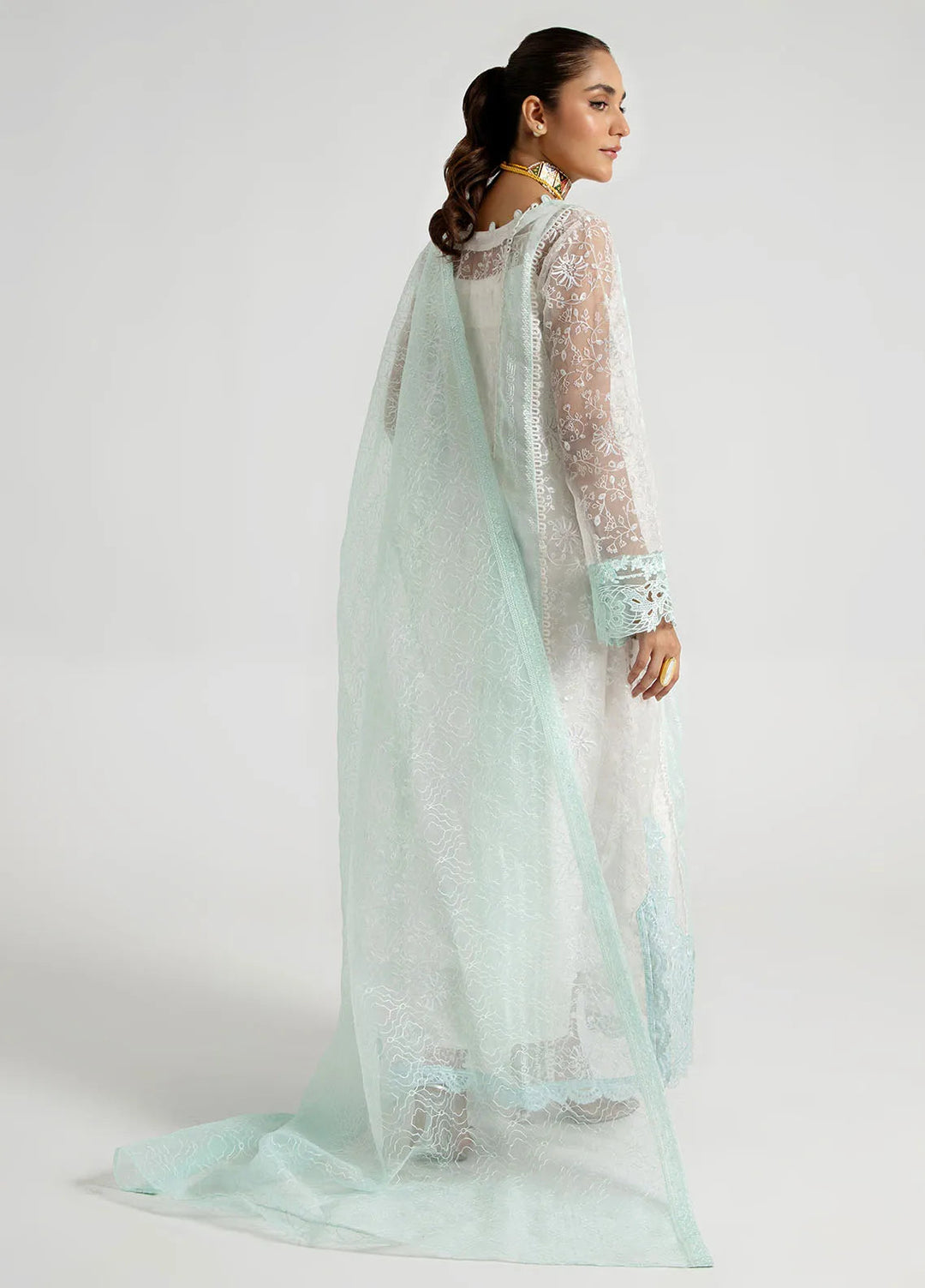 Arif Ashraf Pret Embroidered Organza 3 Piece Suit Turkuvaz