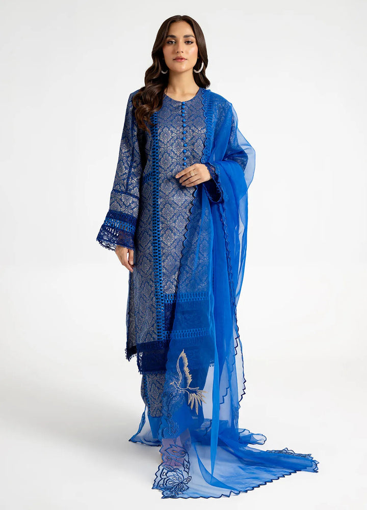 Arif Ashraf Pret Embroidered Self Jacquard 3 Piece Suit Mavi