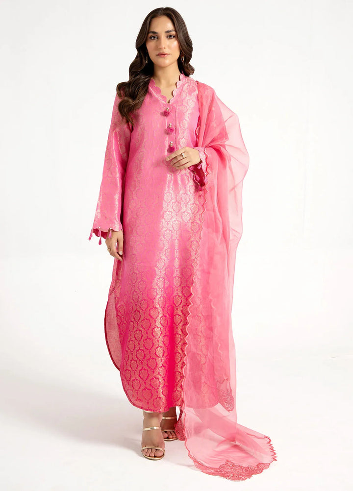 Arif Ashraf Pret Embroidered Self Jacquard 3 Piece Suit Pembi