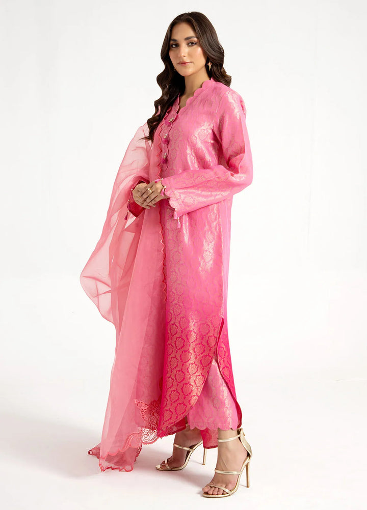 Arif Ashraf Pret Embroidered Self Jacquard 3 Piece Suit Pembi