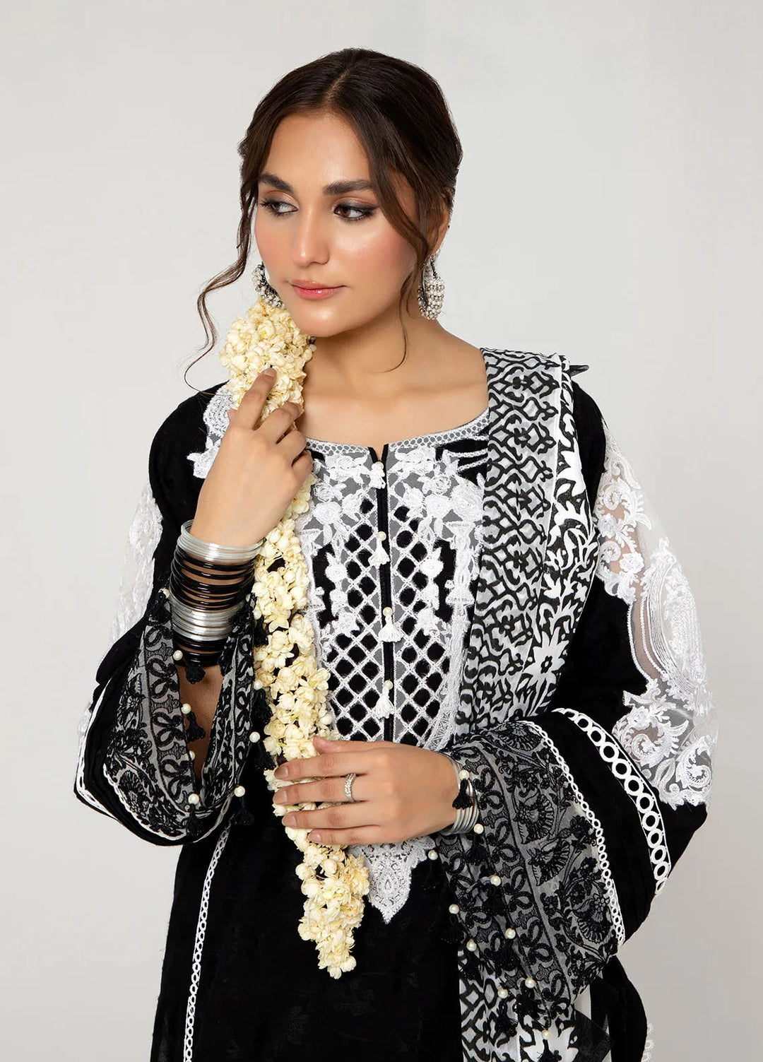 Arif Ashraf Pret Embroidered Self Jacquard 3 Piece Suit Siyah