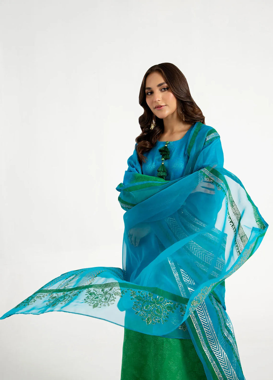 Arif Ashraf Pret Embroidered Self Jacquard 3 Piece Suit Yasil